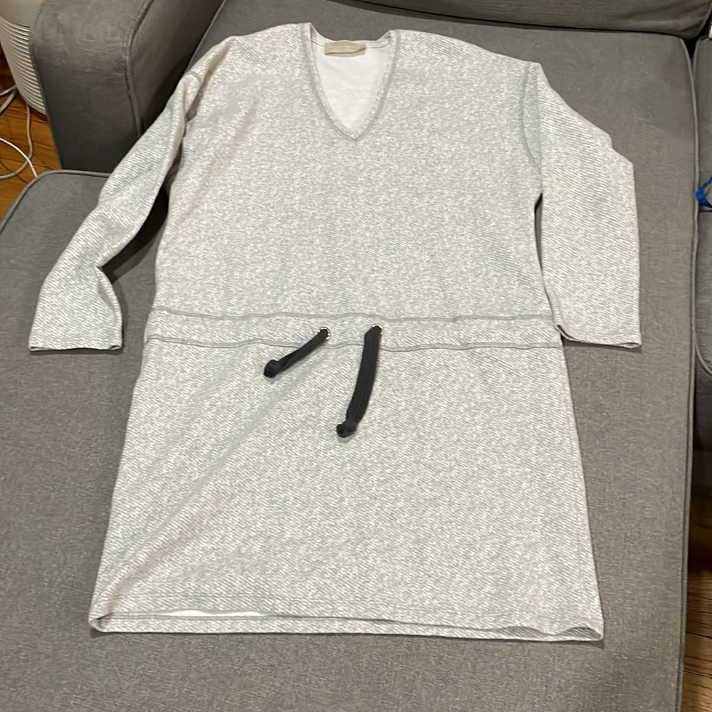 Zara Gray Sweater Vneck Dress Tie at waist Gray Medium